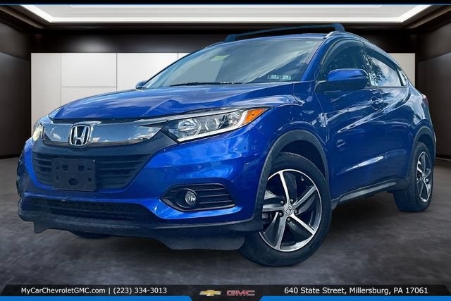 2021 Honda HR-V AWD EX-L in Blue — front three-quarter view