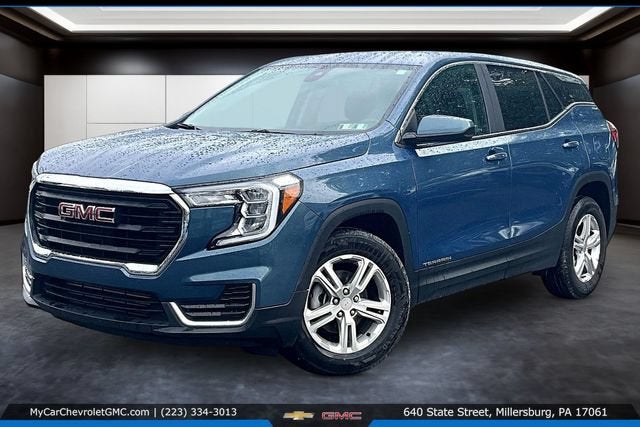 2024 GMC Terrain SLE in Downpour Metallic — front three-quarter view